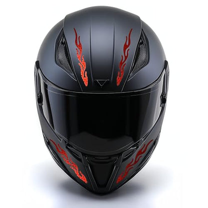customTAYLOR33 High-Intensity Grade Premium Reflective Tribal Flame Helmet Decals, Motorcycle Safety Sticker Decals (Red) - color: Red