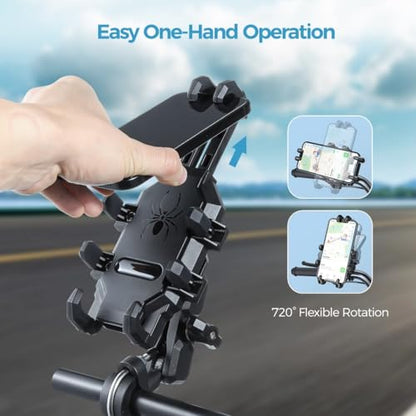 Aluminum Motorcycle Phone Mount, Vibration Dampeners with Anti-Shake Motorcycle Phone Holder, Cellphone Handlebar Adjustable Bracket for Scooters, S, Phones 4.7-7.2 Fit