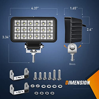 Nilight 4.4 Inch Square Utility LED Work Light W/Integrated Toggle Switch, 2PCS 36W 150° Flood Lamp for Offroad Heavy Equipment Vehicles Truck Tractor Golf Cart Boat ATV UTV - color: 2Pcs 18Led Flood Lights