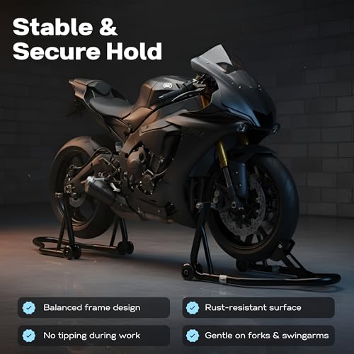 YEBOKSI Motorcycle Stand, Front & Rear Combo Stands, 750LBS Capacity, U+L Adjustable Swingarm Spool, Polyurethane Wheels, For Variety Of Motorcycles, BMW, KAWASAKI, YAMAHA, HONDA, BLACK