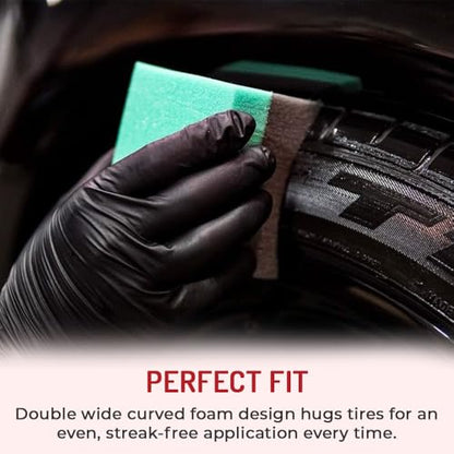 Hi-Tech Tire Dressing Applicator 12 Pack - Durable and Reusable, Contoured Tire Shine and Dressing Sponge for Your Car's Wheels