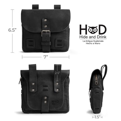 Hide & Drink, Survival Camping Pouch, Belt Loop, Rustic and Handy Tool Bag, Weather Resistant Outdoor Accessories, Traveling Essentials, Waxed Canvas, Handmade - color: Charcoal Black