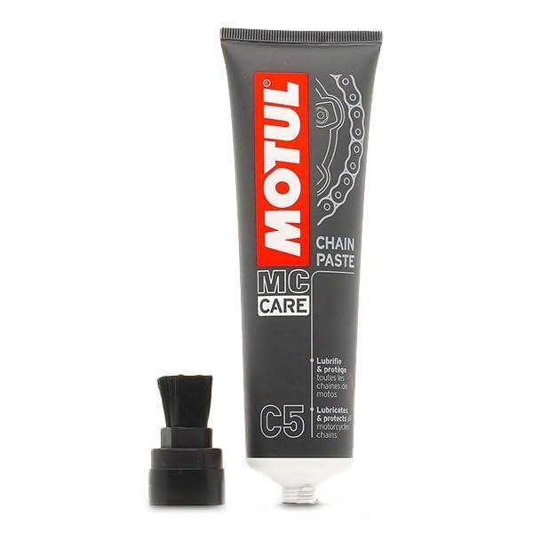 Motul Motorcycle Chain Care Bundle – C5 Chain Paste + C1 Chain Cleaner & C2 Chain Lube Kit w/Brush & Gloves Road Motorcycle Maintenance Kit