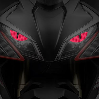 2 Pairs Car Reflective Stickers Cat Eyes, Motorcycle Headlight Semicircle Eye Decals, Waterproof Vinyl Safety Warning Decals for Car Truck Window Rear Tailgate (Red) - color: Red