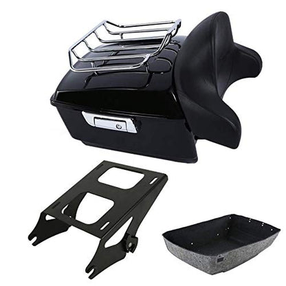 SLMOTO King Tour Trunk Backrest, 13.7" King Trunk Passenger Wrap Around Touring Backrest Detachables Two-Up Mounting Luggage Rack Top Rail Fit for Harley Road King 14-25 - color: AStyle #15