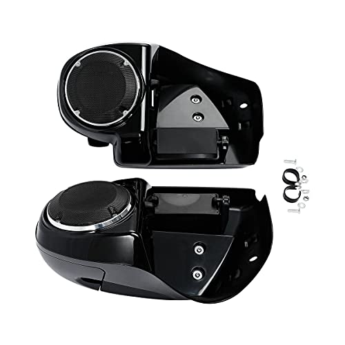 TCMT Highway Engine Guard Crash Bar Lower Vented Leg Fairing with 6.5" Speaker Pod Fit For Harley Touring 2014-2024 Road King Road Glide Street Glide Electra Glide - color: Chrome Crash Bar, Standard Leg, size: Style D-1 Lower Vented Leg