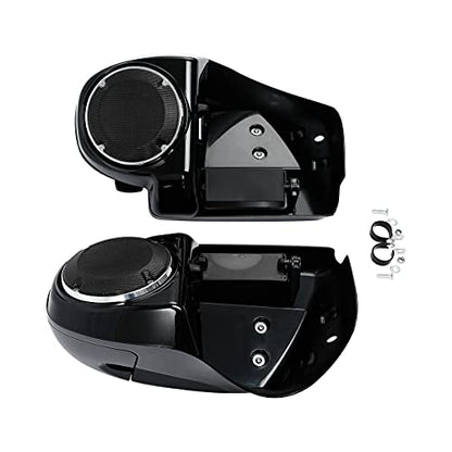 TCMT Highway Engine Guard Crash Bar Lower Vented Leg Fairing with 6.5" Speaker Pod Fit For Harley Touring 2014-2024 Road King Road Glide Street Glide Electra Glide - color: Chrome Crash Bar, Standard Leg, size: Style D-1 Lower Vented Leg