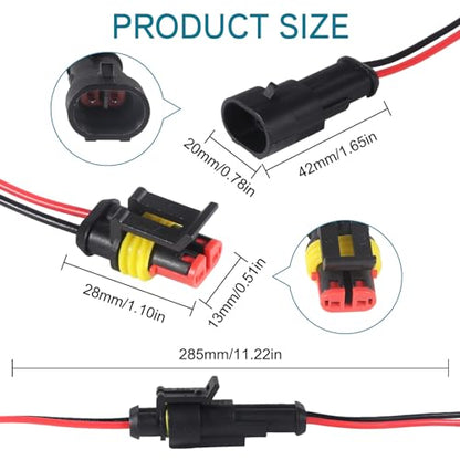 10Pair 2Pin Waterproof Connector,Male and Female Way 16 AWG Quick Disconnect Wire Connectors Suitable for car Truck, Boat and Other Wire Connection - color: 10Pair 2PIN