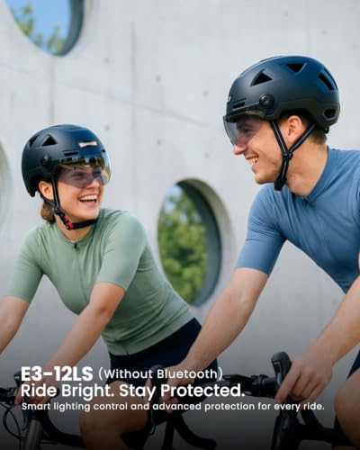 ILM Smart Adult Bike Helmet with Automatic G-Sensor Turn Signal & Brake Warning LED Light Control Road Cycling Helmet E3-12LS - color: Matte Black, size: Large-X-Large