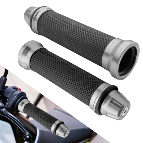 2PCS Motorcycle Handlebar Grips, 7/8 Inch Motorcycle Handlebar Cover, Aluminum Alloy Grip Protection Cover, Motorcycle Modification Accessories Compatible with Honda Yamaha Suzuki (Titanium) - color: Titanium