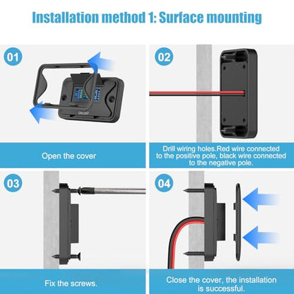 78W 4 Port 12V USB Outlet Wall Mount, Dual 36W PD & Dual 18W QC3.0 Lightweight Surface Mount Charger Socket Panel with Button Switch for Bus RV Truck Marine Golf Cart - color: 1 PACK