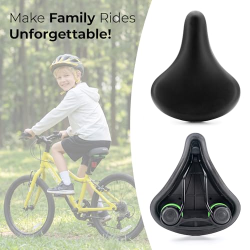 ROCKBROS Youth Bike Seat Cusion Comfort Youth Replacement Saddle Bicycle Seat Waterproof, Enhance Young Little Rider Teenager Bike Seat for Boys and Girls Gifts for MTB & Road 16" to 24" (No Clamp)