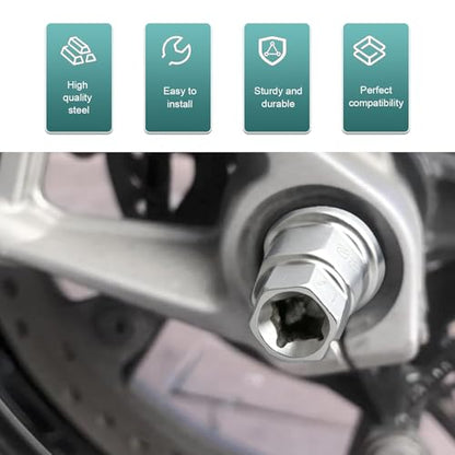 Motorcycle Axle Nut Tool, Front Axle Removal Wrench, Heavy Duty 17mm 19mm 22mm 24mm Hex Spindle Socket for Motorcycle Front Wheel Spindle Repair(Silver) - color: silver