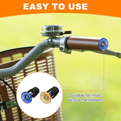 HARFINGTON 2Pair Bike Handlebar End Plugs Aluminum Bar End Caps 16-21mm Adjustment Expanding Locking with Tool for MTB Road BMX Fixed Gear Bike, Blue Gold - color: Blue Gold