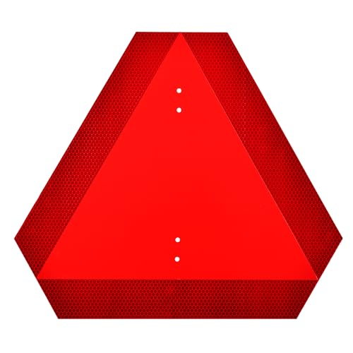 Kichwit Slow Moving Vehicle Triangle Sign, Aluminum Slow Moving Triangle Rust Free, 15.6" x 13.6"/40-mil Thick, Metal Reflective Heavy Duty Safety Sign for Golf Cart, Farm Tractors, Trailers, Outdoor Use - style: Triangle, Aluminum