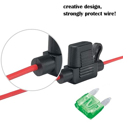 Waterproof Inline Automotive Fuse Holder 5 Pack for Mini Fuse, UL1015 16 Gauge AWG Wire 12 Inches, Fit for Mini Blade Fuse