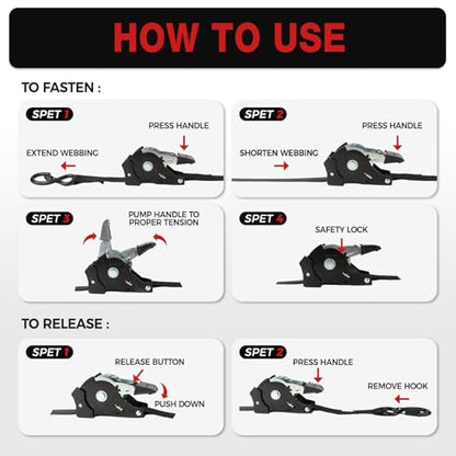 Retractable Ratchet Straps with Soft Loops (4 Pack)-(1,500lb Break Strength)-1 Inch x 12 Feet Heavy Duty Auto Self Retracting Tie Down Strap for Truck, Cargo Trailer, Motorcycle, Rad & More - color: Black Retractable