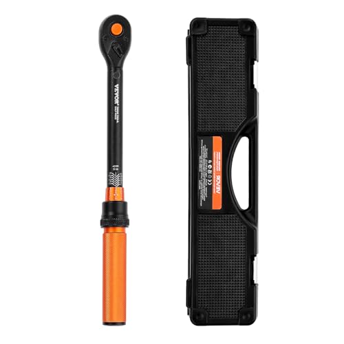 VEVOR 26Pcs Torque Wrench Set, 3/8 Inch Drive, 3.7-44.3FT.LB(5-60Nm), 72-Tooth Click Torque Wrench with Hex/Torx/Spark Plug Sockets, Extension Bars, 1/4 Adapter, for Bicycle Motorcycle Maintenance - size: 25PCS(3.7-44.3FT.LB), style: 3/8-inch