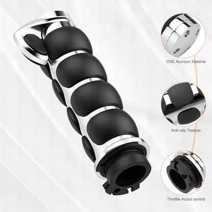 Motorcycle Hand Grips 1 Inch 25MM Handlebar Grip Throttle Non-Slip Universal Compatible with Harley Davidson Dyna Sportster 883 Road King Electra Glide Street Glide - color: Chrome-A