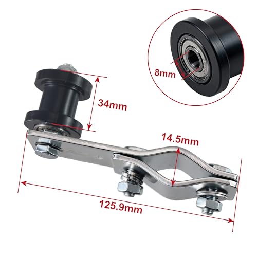 Chain Tensioner Adjuster W/8mm chain tensioner Guide wheel for 49cc 60cc 66cc 80cc Engine Motorized Bicycle Dirt Bike ATV bicycles（Black） - color: black