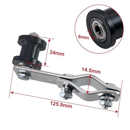 Chain Tensioner Adjuster W/8mm chain tensioner Guide wheel for 49cc 60cc 66cc 80cc Engine Motorized Bicycle Dirt Bike ATV bicycles（Black） - color: black