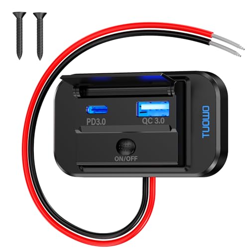 USB Outlet Panel - 54W Fast Charging Type-C PD 36W + USB-A QC 3.0 18W 12V/24V Surface Mount for RV Marine Truck Bus Golf Cart - color: 1 Pack