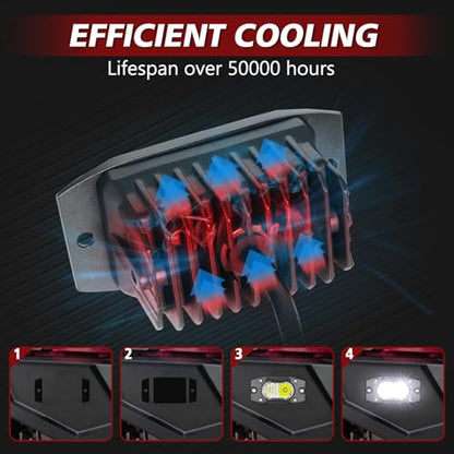 LED Pods Flush Mount Driving Pod Light 2PCS 4 Inch Spot Flood Off Road Bumper Lights Reverse Backup Work Lights Flush LED Light Bar for Truck Pickup UTV ATV Boat 4x4 - color: White Flush