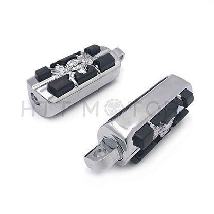 MT216-060- Motorcycle Chrome Zombie Pirate Foot Pegs Compatible with most models w/Harley male mount-style footpeg supports Dyna Touring