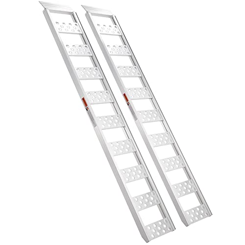 VEVOR Aluminum Ramps, 1250lbs, Straight Ramp with Treads and Load Straps, Portable Loading Ramp for Motorcycles, ATVs, Trucks, Lawn Mower, Dirt Bike, Garden Tractor, 78" L x 12" W, 2Pcs - size: 1250lbs