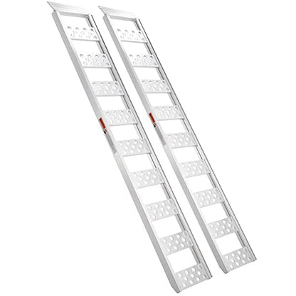 VEVOR Aluminum Ramps, 1250lbs, Straight Ramp with Treads and Load Straps, Portable Loading Ramp for Motorcycles, ATVs, Trucks, Lawn Mower, Dirt Bike, Garden Tractor, 78" L x 12" W, 2Pcs - size: 1250lbs