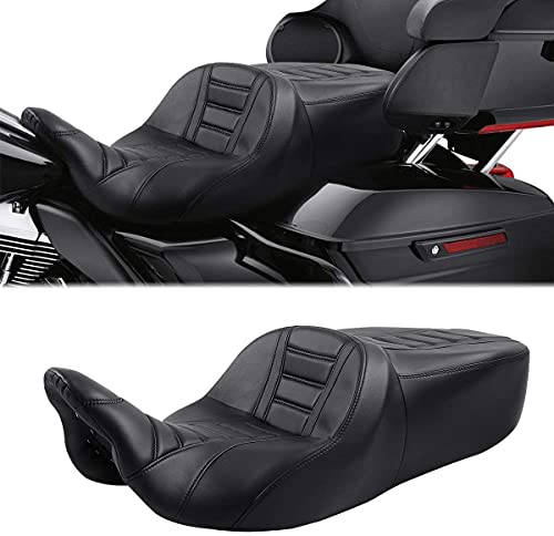 C.C. RIDER Black Motorcycle Seat - Hammock Seat fit for Harley Touring Road King Street Glide Road Glide Electra Glide 2009-2023 - color: Black
