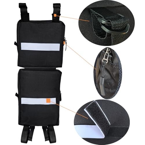 Larswon 2 Pack ATV Saddle Bags, Large Detachable Fender Bag ATV Gear Bags Water Resistent Motorcycle Storage Bag Compatible with Sportsman Scrambler TRX FourTrax Outlander Grizzly UTV Black - color: Black