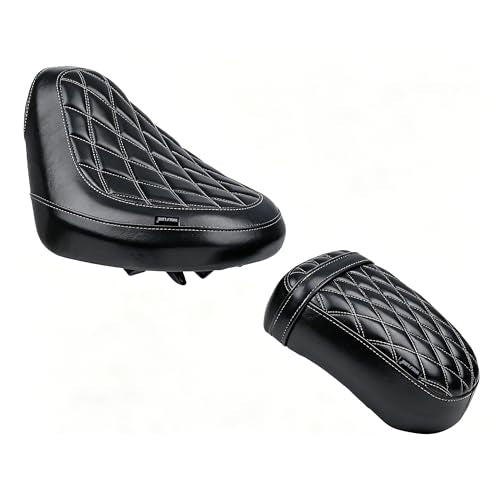 Motorcycle Rider & Passenger Comfort Seat Fit for Rebel 1100 CMX1100 2021 2022 2023 2024 2025 2026, Front Rear Solo Saddle Back Cushion Pillion Pad, Black w/Gray Stitching - color: Front & Rear - Black-B
