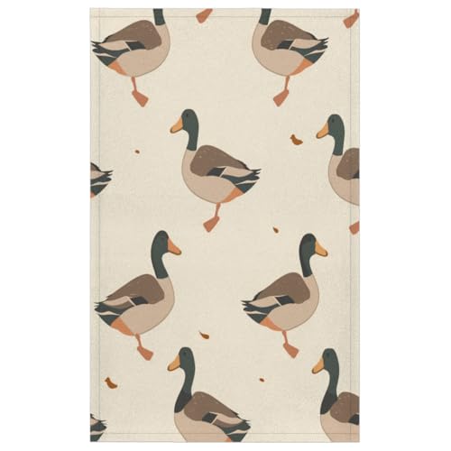 Cute Duck Kitchen Towels Set of 2 Rustic Farm Dish Towels Bar Absorbent Cleaning Tea Towel for Home Dining Restaurants - color: Beige Brown Black