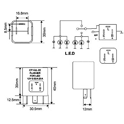 iJDMTOY 3-Pin CF14 EP35 Electronic LED Flasher Relay As LED Related Turn Signal Bulbs Hyper Flash Fix