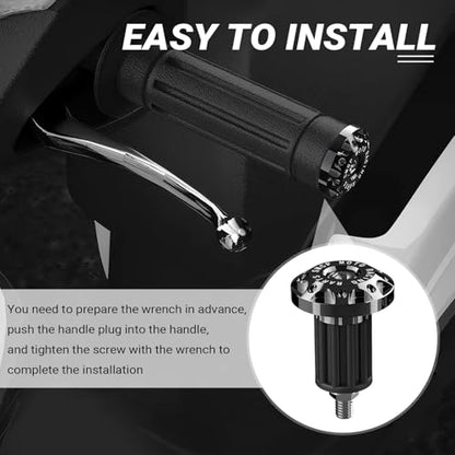 2 PCS Motorcycle Bar End Plug, 7/8" Alloy Handlebar Grip End Caps, Universal Handlebar Plug Replacement, for Most Dirt Bikes, Mountain Bike, Electric Bike (Black) - color: Black