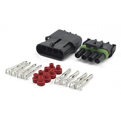 MUYI 10 Kit 4 Pin Weather Pack Connector for 20-14 AWG Wire Harness 2.5mm Series Automotive Electrical Plugs - size: 4pin connector(10 sets)