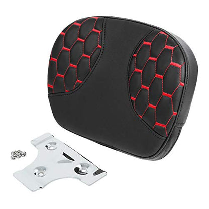 C.C. RIDER Sissy Bar Backrest Pad Fit For Harley Touring Road King Road Glide 1997-2022 CVO Street Glide Ultra Classic - color: Red Stitching, size: Style C