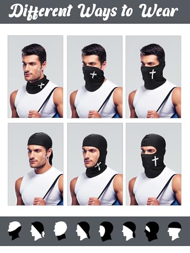 9 Pack Ski Mask for Men Balaclava Full Face Mask Breathable Winter Windproof Hood for Motorcycle Snowboard - color: Black, style: Stylish