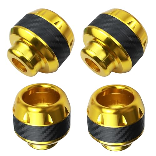 4PCS Motorcycle Front Fork Frame Sliders Crash, Carbon Fiber Front Fork Wheel Crash Protector, Aluminum Alloy, Safety Gear Universal Fit Motorcycles Motorbikes Moped Scooters (Golden) - color: Golden