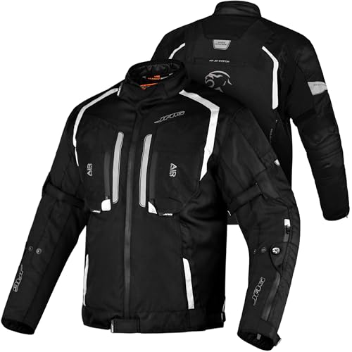 J.A.G. JAG Men's All Season Reflective Mesh Motorcycle Jacket | CE Armored Dual Sports Cordura Jacket with Removable Liner - color: Black, size: Large