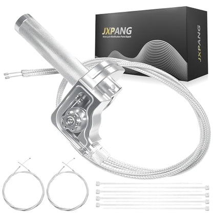 Universal 7/8" Big Twist Throttle Assembly, Dual Push-Pull Cable with Transparent Window for 110-650cc Dirt Pit Bike, Motocross, ATV & Quad, CNC Aluminum Quick Twister Throttle Grip (Silver) - color: Silver