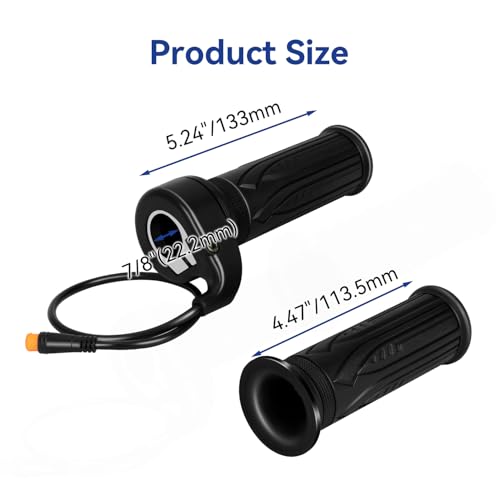 Universal 3 Pin Ebike Throttle Full Twist Compatible with Electric Bike Scooter Bicycle Motorcycle 12V 36V 48V 72V, 20X E Bike Throttle Grip Kit Replacement for Folding Mountain Bike Male