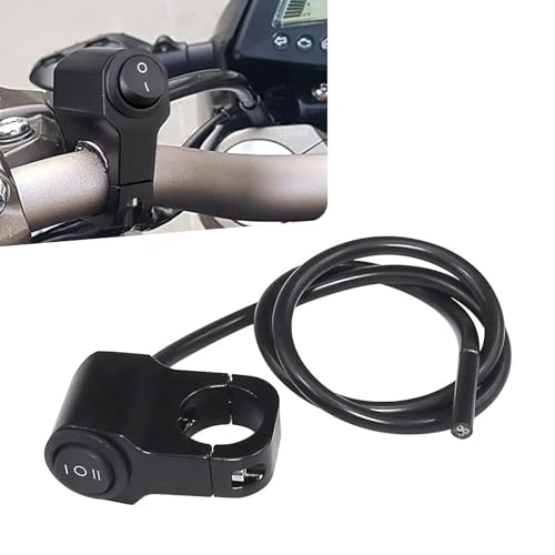 Motorcycle Handlebar Switch, Waterproof Aluminum Alloy Handlebar Light Switch, ON Off Switches for Driving Lights, Suitable 7/8" Handlebars for Motorcycles Dirt Bikes (Black)