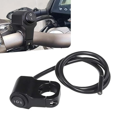 Motorcycle Handlebar Switch, Waterproof Aluminum Alloy Handlebar Light Switch, ON Off Switches for Driving Lights, Suitable 7/8" Handlebars for Motorcycles Dirt Bikes (Black)