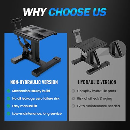Dirt Bike Stand,600Lbs Capacity No Hydraulic Lift Jack Adjustable Hoist Table Heavy Duty Anti-Slip Lifting Stand for Dirt Pit Bike Motocross Enduro Motorcycle Repair&Maintenance-Black - color: Black
