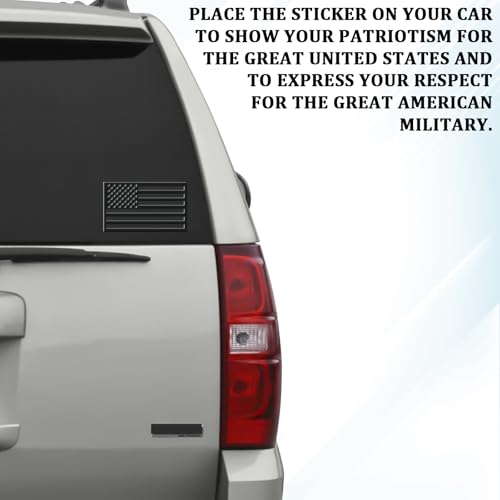 American Flag Emblem Car Decals, 3D Acrylic USA Patriotic Military Flag Sticker Reflective Stripes, Left & Right Raised Decals for Car Truck SUV Jeep RV Window Bumper Motorcycle (2PCS, Cut-Out) - color: Black