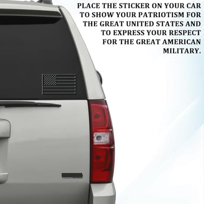 American Flag Emblem Car Decals, 3D Acrylic USA Patriotic Military Flag Sticker Reflective Stripes, Left & Right Raised Decals for Car Truck SUV Jeep RV Window Bumper Motorcycle (2PCS, Cut-Out) - color: Black