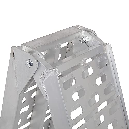 7.5ft Aluminum Folding Loading Ramp,Lightweight Truck Ramps,Heavy Duty Anti-Slip Aluminum Folding Portable Ramp,Vehicle Loading Ramp,with Load Strap,for Motorcycle Cart Lawn Mower Dirt Bike (Silver)