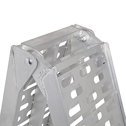 7.5ft Aluminum Folding Loading Ramp,Lightweight Truck Ramps,Heavy Duty Anti-Slip Aluminum Folding Portable Ramp,Vehicle Loading Ramp,with Load Strap,for Motorcycle Cart Lawn Mower Dirt Bike (Silver)